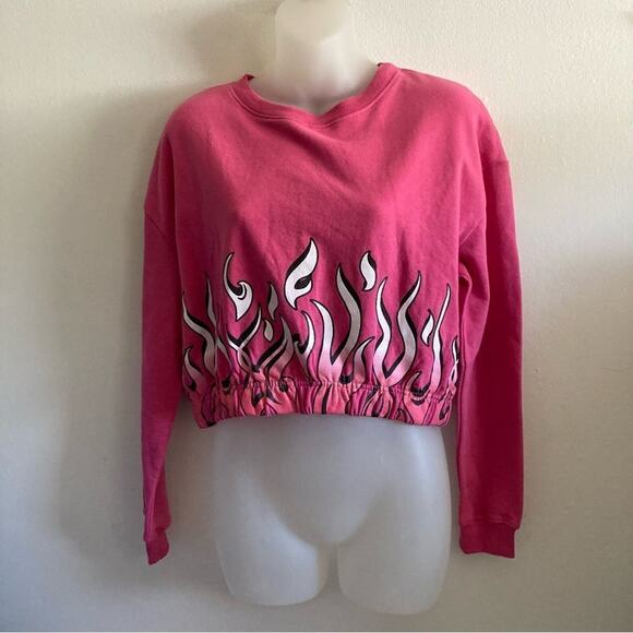 Rue21 large pull over soft inside crop top sweatshirt nwot - Picture 1 of 5